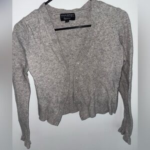 Banana Republic Light Heather Gray V-Neck Button Cardigan